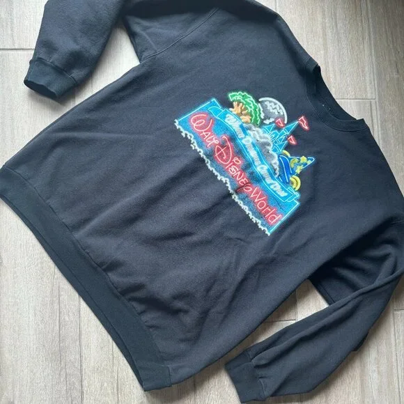 Disney World “Where Dreams Come True” Black Unique Vintage Sweatshirt 2XL - Picture 3 of 8